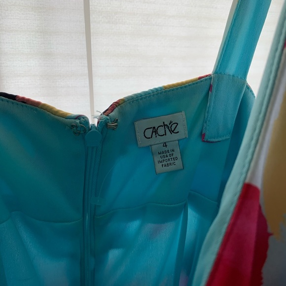 NWOT Cache Colorful Flower Ruched Dress Size 4 - Picture 2 of 8